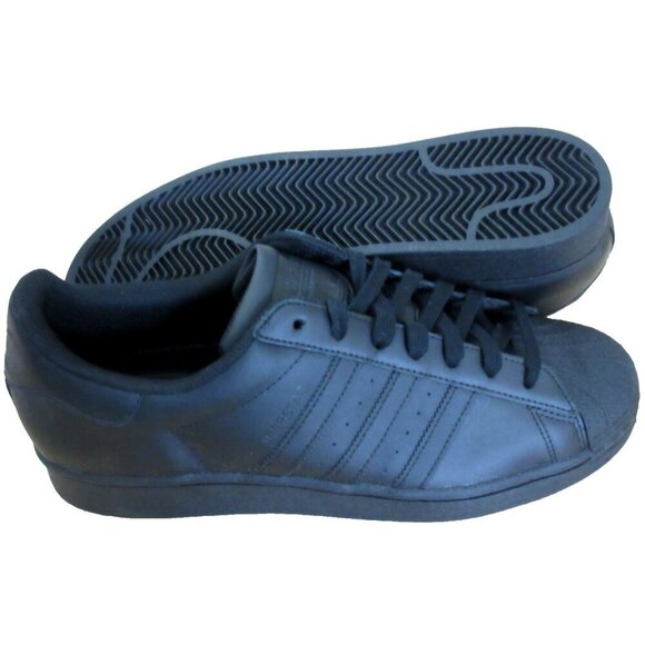 Adidas Men's Superstar Leather Shoes Core Triple Black Sizes NIB EG4957 - Picture 2 of 5